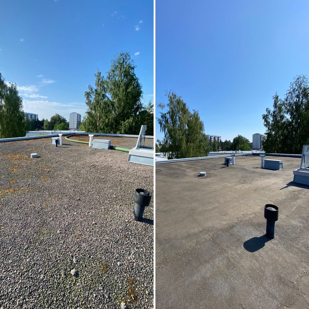 Katto singelin poisto Helsingissä sijaitsevan kerrostalon katolta